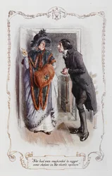Ela tinha mesmo sugerido algumas prateleiras nos armários lá em cima, ilustração de "Orgulho e Preconceito" de Jane Austen (cor litho)