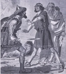 A vida de Coesus salva pela sua morte e filho mudo, de My Magazine, pub.1922 (litho)
