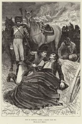 Mort du Marechal Lannes a Essling; Napoleão e o moribundo Marechal Lannes na Batalha de Aspern-Essling, Áustria
