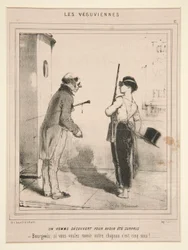 Un homme d?couvert pour avoir ?t? surpris (Um homem descoberto por ter sido surpreendido), da série Les Vesuviennes publicada em Le Charivari