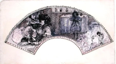 Desenho do ventilador (Le Boudoir) (caneta e tinta e aguarela sobre papel)
