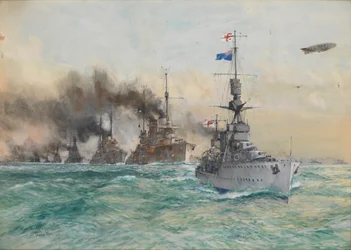 HMS "Cardiff" conduzindo a frota alemã à rendição
