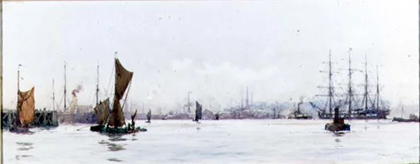 Looking West from Tilbury (aguarela sobre papel)