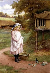 Alimentando os coelhos (óleo sobre tela)