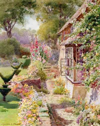 Jardim da mansão dos reis em East Hendred, Oxon