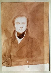 Retrato de Prosper Merimee (1803-1870) escritor francês. Desenho de Charles Emile Callande de Champmartin, cerca de 1840-1850. Aquarela. Castelo de Compiegne.
