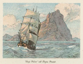 África do Sul: "Cap Pilar" ao largo de Cape Point (litografia a cores)