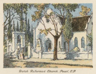 África do Sul: Igreja Reformada Holandesa, Paarl, CP (litografia a cores)