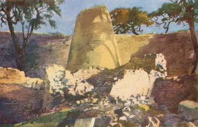 A Torre Cónica, Ruínas do Grande Zimbabué (litografia a cores)