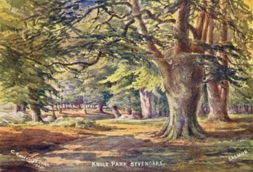 Casa de Knole: Faias no parque (litografia a cores)