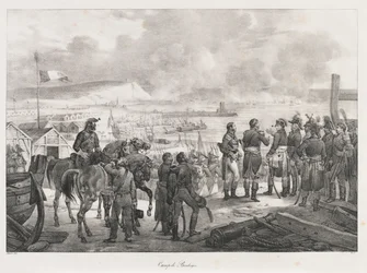 Acampamento em Boulogne, início do século XIX (litho)