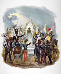 Diferentes uniformes e regimentos do exército francês, 1823.