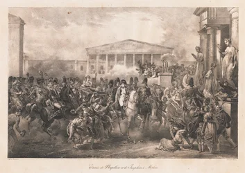 Entrada de Napoleão & Josefina em Milão,
início do século XIX (litho)