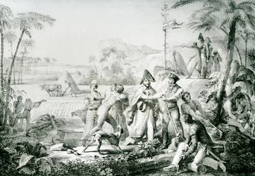 Somente as baytrees crescerão sem cultivo, ilustração para o general Lallemand (1774-1839) em Champ dAsile, 1819, depois de Rullmann
