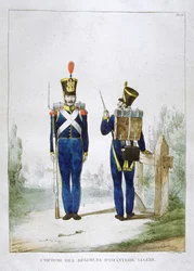 Uniforme de um regimento de infantaria leve, França, 1823.