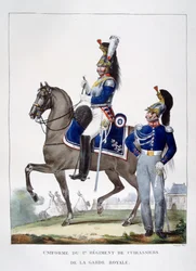 Uniforme do 1º Regimento de Chasseurs da guarda real, França, 1823.