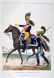 Uniforme dos gendarmes de elite da guarda real, França, 1823.