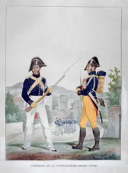 Uniforme dos gendarmes reais do pé, França, 1823.