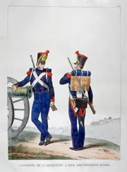 Uniformes de um regimento de artilharia suíço, 1823.