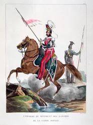 Uniformes de um regimento de lanceiros da guarda real francesa, 1823.