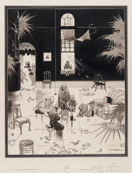 Club Life in America, os Picnickers, antes de 1933 (lavagem com caneta e tinta sobre papel)