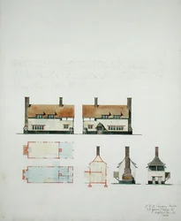 Proposta de casa para A.A. Voysey Esq. em Slindon, perto de Barnham Junction, Sussex