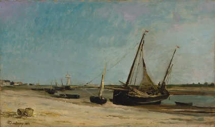Barcos no litoral em Étaples
