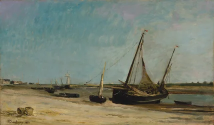 Barcos no litoral de Étaples, 1871.