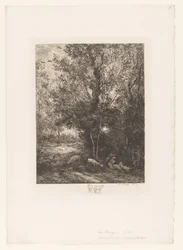 Floresta com pastores de cabras em repouso
Le berger et la bergère