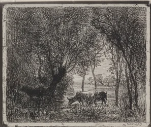 Vacas na floresta, impressão original 1862, impressa em 1921.