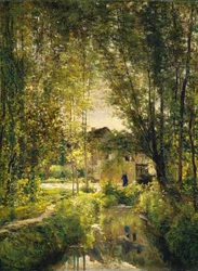 Paisagem com ribeiro iluminado pelo sol, c. 1877