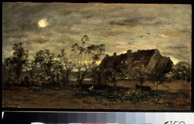 ""A noite caindo em Honfleur na Normandia"" (noite em Honfleur) Pintura de Charles Francois Daubigny (1817-1878) 1870 Museu Pushkin, Moscou