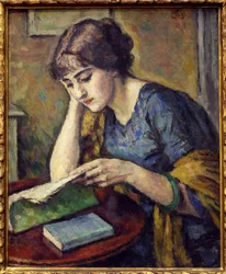 A ler. Pintura de Charles Guerin (1875-1939), Oil On Canvas