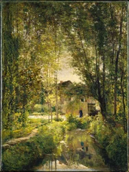 Charles-François Daubigny, 1877c - Paisagem com um riacho iluminado pelo sol