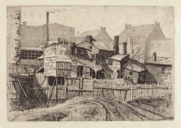 Casa de madeira sem título na cidade, década de 1880.