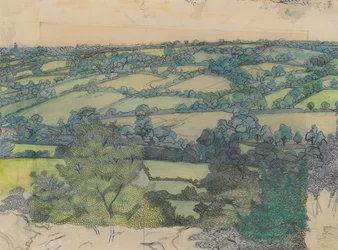 Applehayes, c.1912 (lápis, lápis de cera, caneta e tinta azul sobre papel)