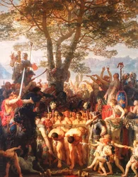 Francês: Les Romains passant sous le joug Romanos sob o jugo