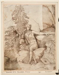 John Deare (1759-1798) escultor, c.1754-1804 (tinta e aguada sobre papel)