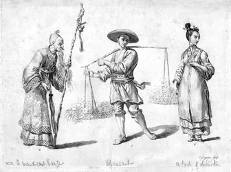 Três figuras chinesas, século XVIII