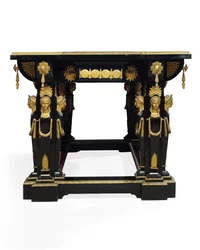 Mesa Napoleão III, projetada por Jean Brandely, marchetaria de E. Varlot, Paris, c.1850-75 (ormolu, cobre dourado, ébano e sicômoro)