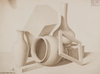 Estudo [Vasos, quadrados e hexágonos], c.1881 (desenho de lavagem)