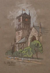 The Old Steeple, Dundee (impressão colorida à mão)