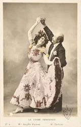 Antigo cartão postal / Dança invertida / Angele Heraud