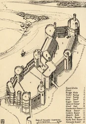 Uma vista panorâmica do castelo de Caernarvon, North Wales, 1931