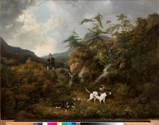 Tiro do galo silvestre nas montanhas