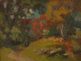 Moinho de água, outono (óleo sobre tela)