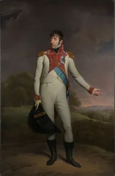 Retrato de Luís Napoleão, rei da Holanda Luís Napoleão (1778-1846), rei da Holanda de 1806 a 1810, com uniforme de salva-vidas a pé, decorado com a Grã-Cruz da Ordem Real da União da Holanda e a Cruz de Oficiais da L.