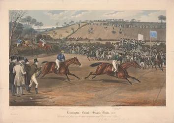 Um de um conjunto de quatro: Leamington Grand Steeple Chase ... 1837. Prato 4. Marqs de Waterford em Monarch ...