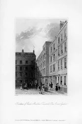 Exterior da última residência de Charles Macklin, Tavistock Row, Covent Garden, 1840.