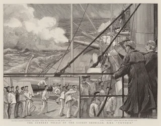 Os julgamentos de artilharia dos últimos Ironclad, HMS Victoria